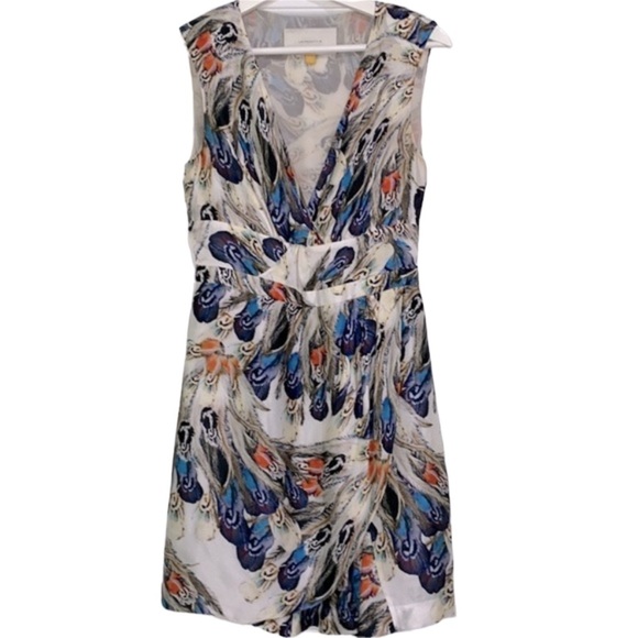 Leifsdotter Anthropologie silk peacock print dress size 6 - Picture 1 of 9